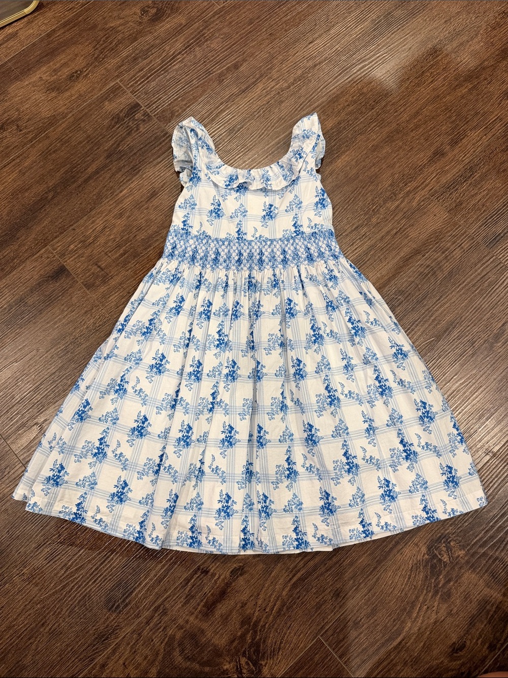 John Lewis Girls' Blue Floral Smocked Casual Dress Heirloom Collection